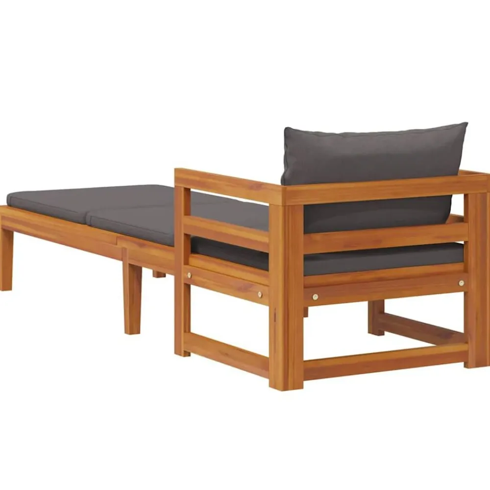vidaXL Tumbona con cojines madera maciza de acacia Gris oscuro Clearance