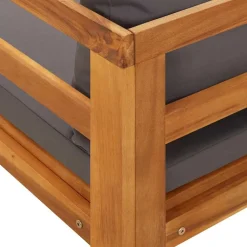 vidaXL Tumbona con cojines madera maciza de acacia Gris oscuro Clearance