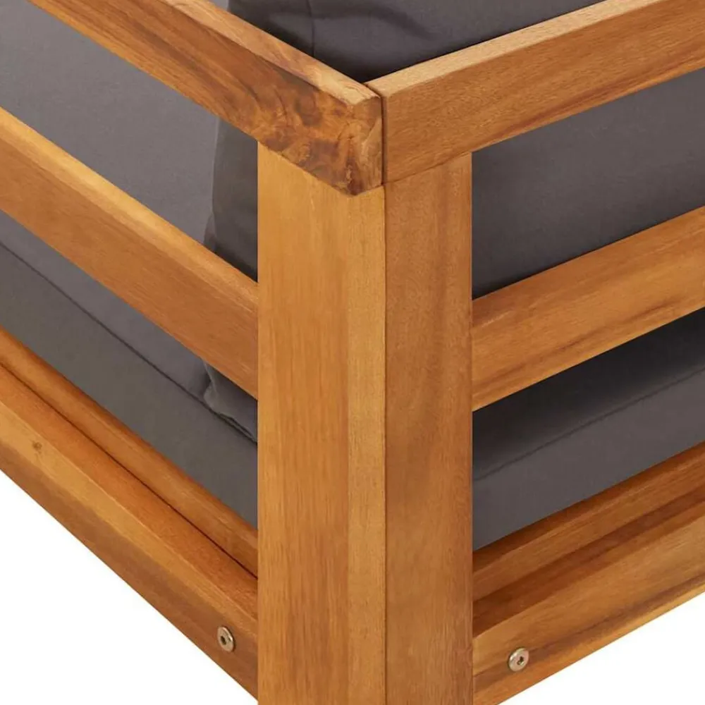 vidaXL Tumbona con cojines madera maciza de acacia Gris oscuro Clearance