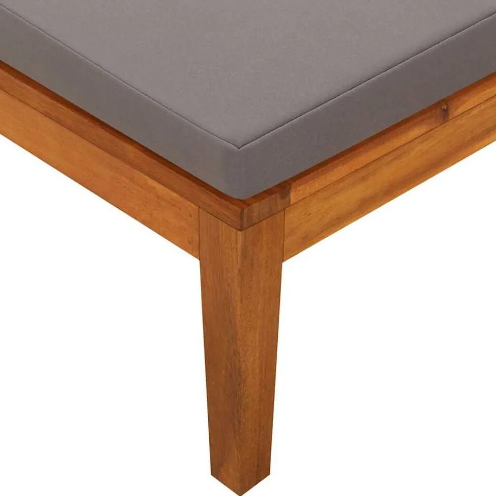 vidaXL Tumbona con cojines madera maciza de acacia Gris oscuro Clearance