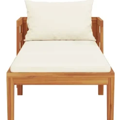 vidaXL Muebles De Jardín-Tumbona con cojines crema madera maciza de acacia