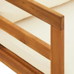 vidaXL Muebles De Jardín-Tumbona con cojines crema madera maciza de acacia
