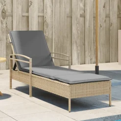 vidaXL Muebles De Jardín-Tumbona con cojín ratán sintético 63x200x81 cm