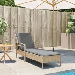 vidaXL Muebles De Jardín-Tumbona con cojín ratán sintético 63x200x81 cm