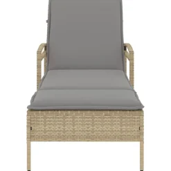 vidaXL Muebles De Jardín-Tumbona con cojín ratán sintético 63x200x81 cm
