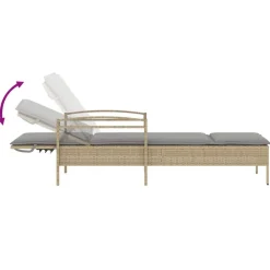 vidaXL Muebles De Jardín-Tumbona con cojín ratán sintético 63x200x81 cm