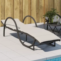 vidaXL Tumbona con cojín ratán sintético 60x199x42 cm Negro Hot