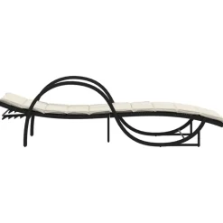 vidaXL Tumbona con cojín ratán sintético 60x199x42 cm Negro Hot