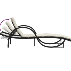 vidaXL Tumbona con cojín ratán sintético 60x199x42 cm Negro Hot