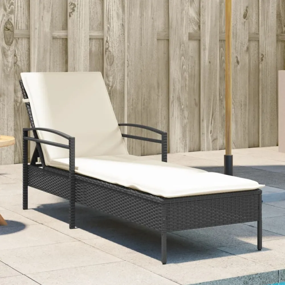 vidaXL Muebles De Jardín-Tumbona con cojín ratán sintético 63x200x81 cm