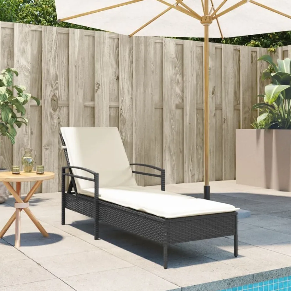 vidaXL Muebles De Jardín-Tumbona con cojín ratán sintético 63x200x81 cm