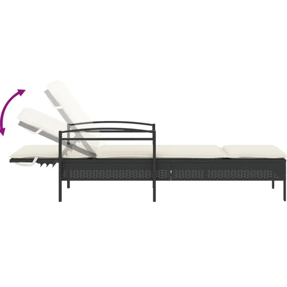 vidaXL Muebles De Jardín-Tumbona con cojín ratán sintético 63x200x81 cm