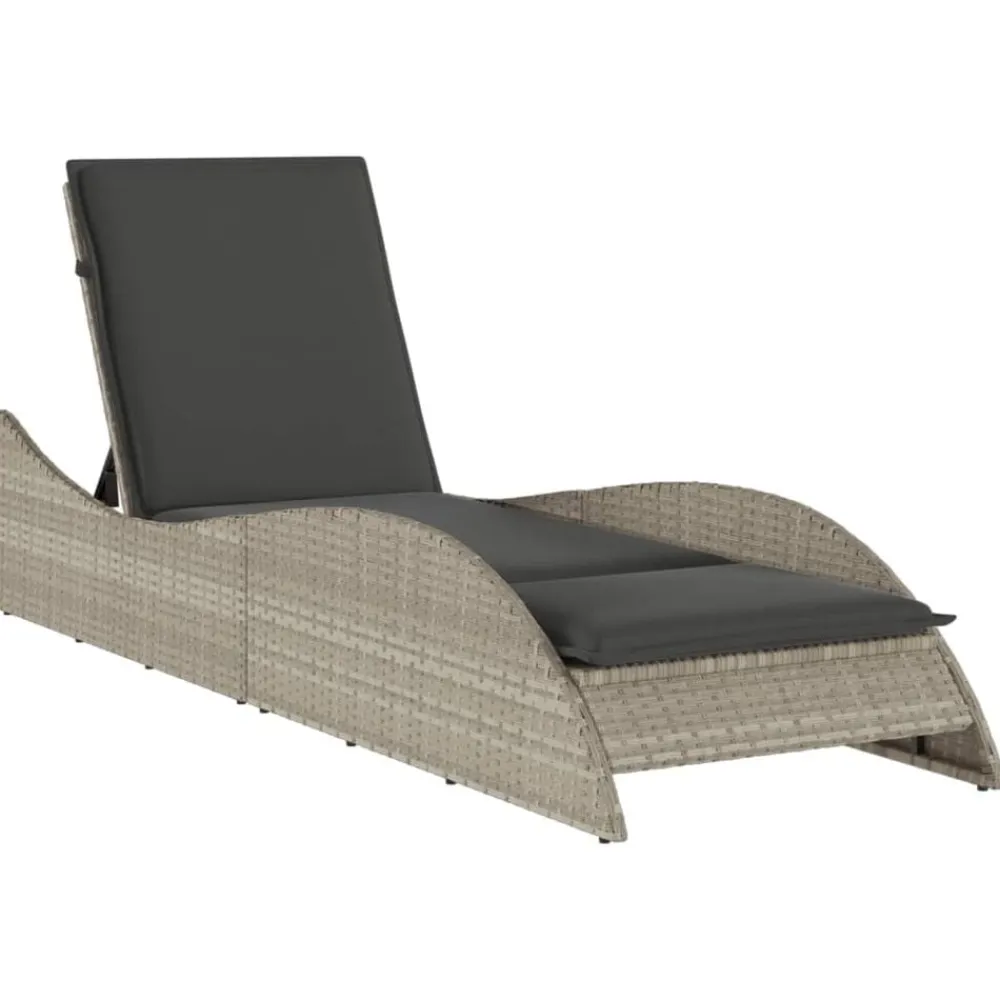 vidaXL Tumbona con cojín ratán sintético 60x205x73 cm Gris claro Sale