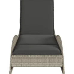 vidaXL Tumbona con cojín ratán sintético 60x205x73 cm Gris claro Sale