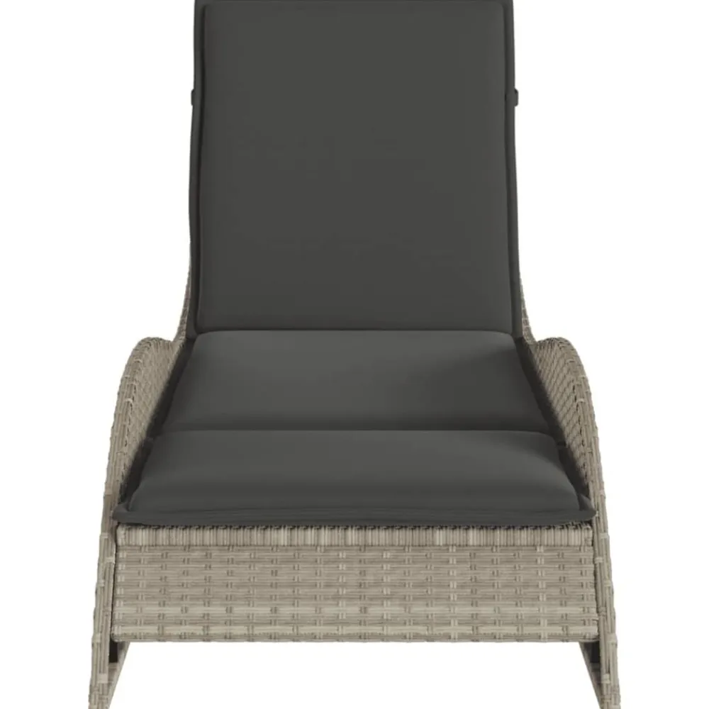 vidaXL Tumbona con cojín ratán sintético 60x205x73 cm Gris claro Sale