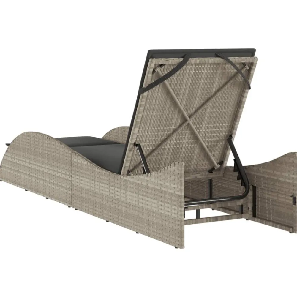 vidaXL Tumbona con cojín ratán sintético 60x205x73 cm Gris claro Sale
