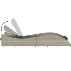 vidaXL Tumbona con cojín ratán sintético 60x205x73 cm Gris claro Sale