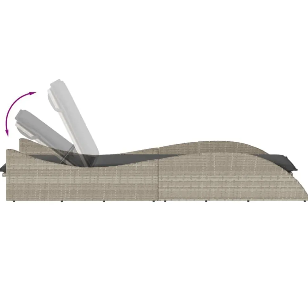 vidaXL Tumbona con cojín ratán sintético 60x205x73 cm Gris claro Sale