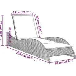vidaXL Tumbona con cojín ratán sintético 60x205x73 cm Gris claro Sale