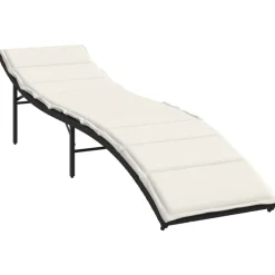 vidaXL Tumbona con cojín ratán sintético 55x199x50 cm Negro Hot