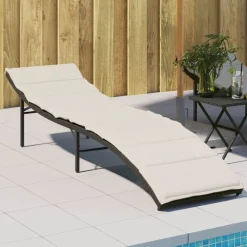 vidaXL Tumbona con cojín ratán sintético 55x199x50 cm Negro Hot