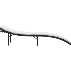 vidaXL Tumbona con cojín ratán sintético 55x199x50 cm Negro Hot