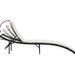 vidaXL Tumbona con cojín ratán sintético 55x199x50 cm Negro Hot