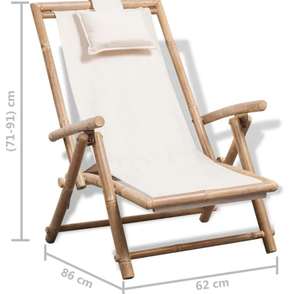 vidaXL Muebles De Jardín-Tumbona de exterior de bambú