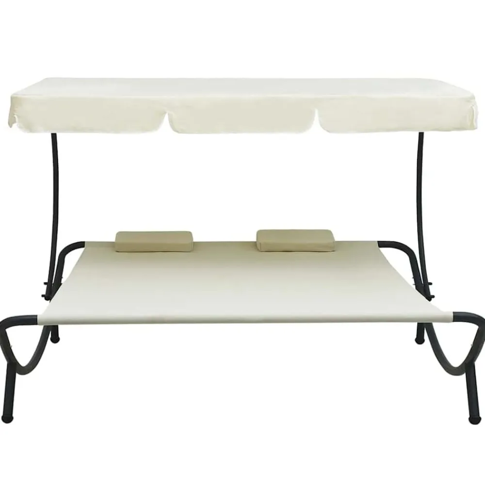 vidaXL Muebles De Jardín-Tumbona de exterior con dosel y almohadas