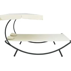vidaXL Muebles De Jardín-Tumbona de exterior con dosel y almohadas