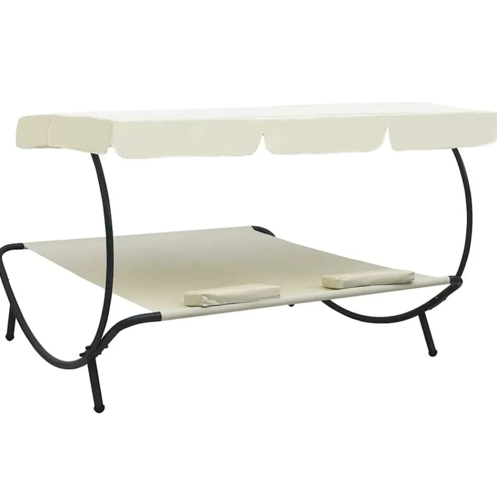 vidaXL Muebles De Jardín-Tumbona de exterior con dosel y almohadas