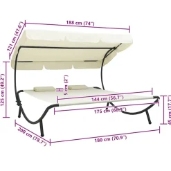 vidaXL Muebles De Jardín-Tumbona de exterior con dosel y almohadas