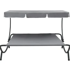 vidaXL Tumbona de jardín con toldo Gris Discount