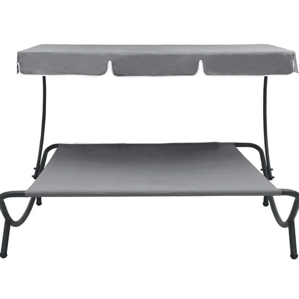 vidaXL Tumbona de jardín con toldo Gris Discount