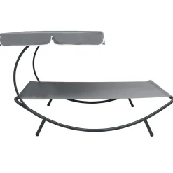 vidaXL Tumbona de jardín con toldo Gris Discount