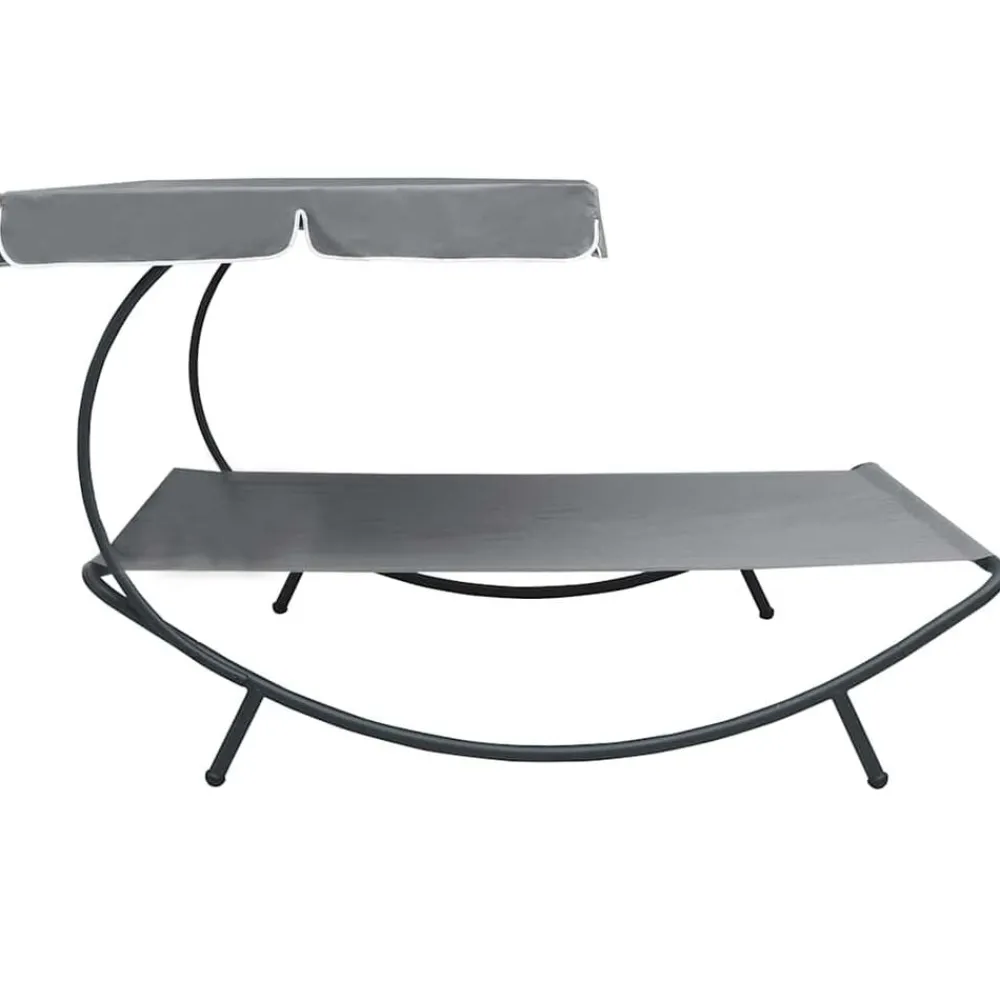 vidaXL Tumbona de jardín con toldo Gris Discount