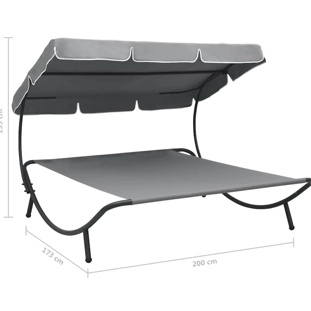 vidaXL Tumbona de jardín con toldo Gris Discount