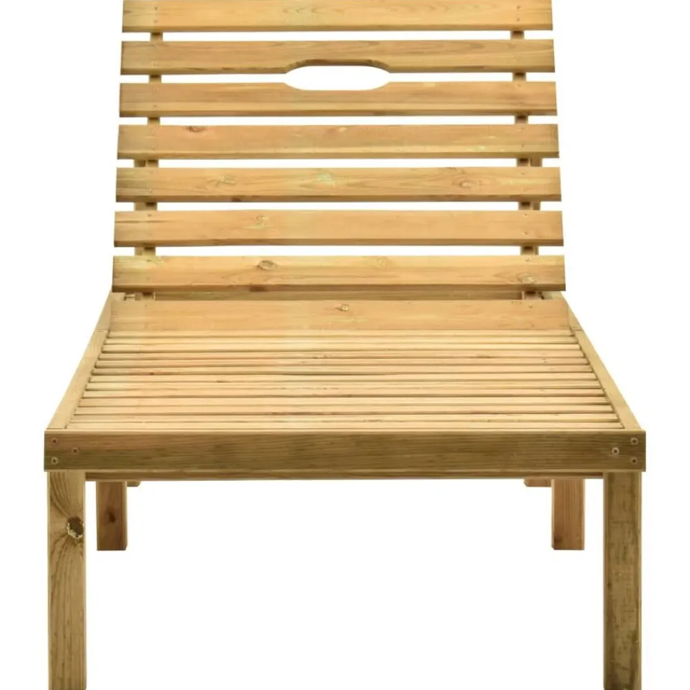 vidaXL Tumbona de jardín con mesa y cojín de madera de pino impregnada Beige New