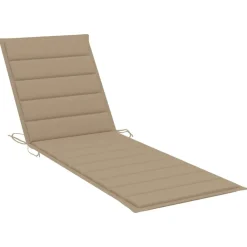 vidaXL Tumbona de jardín con mesa y cojín de madera de pino impregnada Beige New