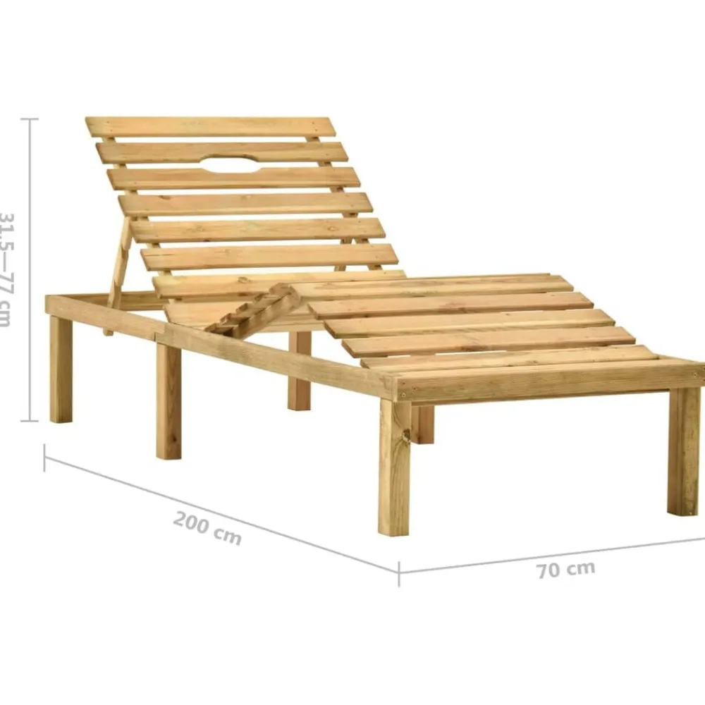 vidaXL Tumbona de jardín con mesa y cojín de madera de pino impregnada Beige New