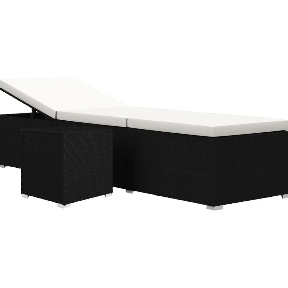 vidaXL Tumbona de jardín con cojín y mesita ratán sintético crema Blanco crema Discount