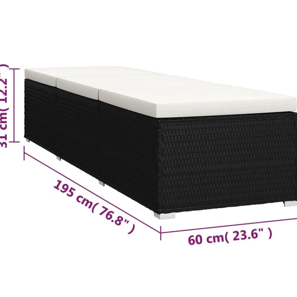vidaXL Tumbona de jardín con cojín y mesita ratán sintético crema Blanco crema Discount