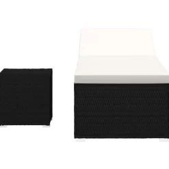 vidaXL Tumbona de jardín con cojín y mesita ratán sintético crema Blanco crema Discount