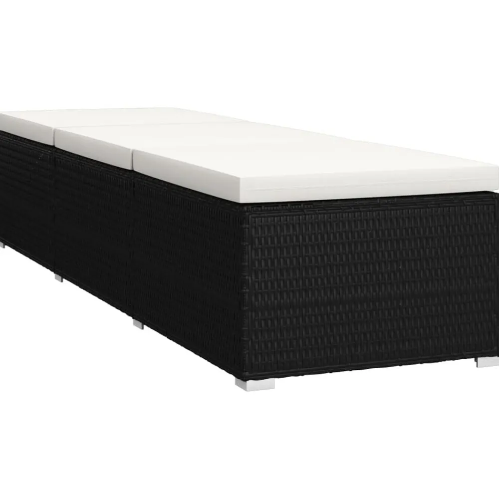 vidaXL Tumbona de jardín con cojín y mesita ratán sintético crema Blanco crema Discount