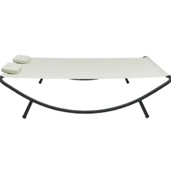 vidaXL Tumbona de jardín tela blanco Crema Online
