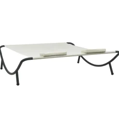 vidaXL Tumbona de jardín tela blanco Crema Online
