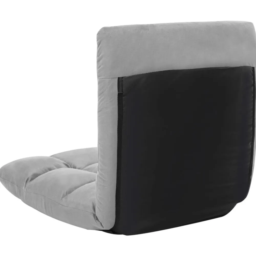 vidaXL Sillas-Tumbona de suelo plegable microfibra gris