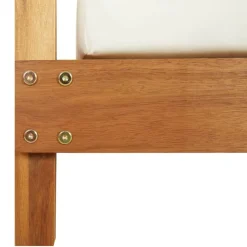 vidaXL Tumbona doble con cortinas y cojines madera maciza de acacia Blanco crema Best