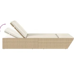 vidaXL Tumbona doble con cojines ratán sintético beige beige y crema Hot