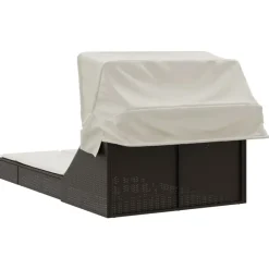 vidaXL Muebles De Jardín-Tumbona doble con capota y cojines ratán sintético marrón